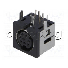 8-изводен Mini-DIN plug куплунг женски за печатен монтаж,ъглов 90°,MDC-208