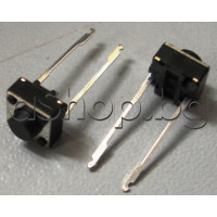 Tact switch-микробутон,6x6xH4.1mm,бутон 1.5мм,с 2-извода x13mm за  хориз.монтаж,50V/50mA