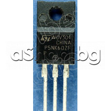 V-MOS-N-FET,600V,5A,30W,<1.6om(2.15A),zener protect.SuperMesh,TO-220F,P5NK60ZFP STMicroelectronics