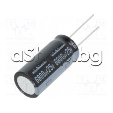 6800uF/25V,Електролитен кондензатор радиален тип-UVY,d16x35mm,+105°C,Nichicon UVY1E682MHD