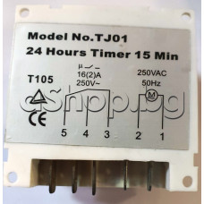 Таймер за хладилник 16A/250VAC/50Hz,Model No.TJ01,5-изв.x 6.35mm (2-са на късо),24 hours timer 15 min