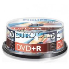 DVD-R записв.комп.диск-80mm,120min/4.7GB,1-16x speed,Philips DVD+R