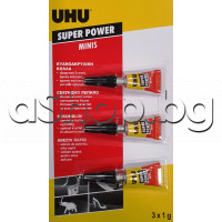 Контактно-секундно лепило-течно в тубичка 3 x 1гр.,UHU Super Power Minis