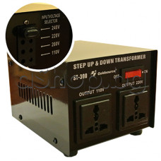 Преобразувател двупосочен 220/240VAC<->110/120VAC,50/60Hz,300W,с свет.инд.тип трансформаторен,Goldsource