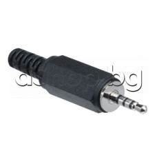 d3.5мм стерео мъжки жак за кабел със+ протектор,пластмасов 3-канала,4-извода за запояване