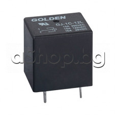 Реле електромагнитно DC12V/400om,0.36W,30VDC/15A,20.3x16.6xH20.2mm,1-КГ(НО/НЗ) SPDT,5-изв.,Golden GJ Products