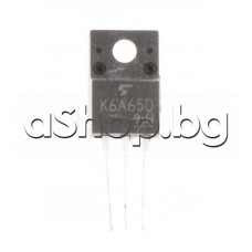 N-Chan.MOS-FET,650V,6A,45W,<0.95om(6.5A),20nS,TO-220F,Toshiba TK6A65D ,code: K6A65D