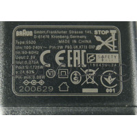 Зарядно Type:5520, 2.3V/0.075A/0.08W,plug d2x0.5mm  на машинка за тяло (Multigroomer), Braun 5513,MGK-3021