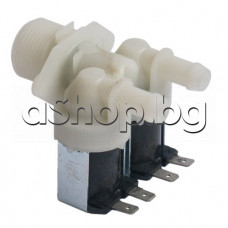 Магнет вентил-двоен 220/240V 50Hz 0.2-10 bar,на 180° за авт.пералня,Crown ZO-0542CB1,AL60 ,MF0642CF1A ,Daewo,Vestel,Gorenje,Fagor,Indesit,Whorlpool