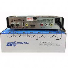 Цифров ефирен DVB-T/T2 HD приемник кк-т ,HDMI + 4 RCA -изхода,+USB ,Антена вход и изход, VTC-T201 VToHD Digital