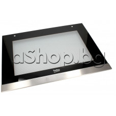 Външно стъкло 460x590mm кк-т с водачи за фурна на готварска печка , Beko  BIM25301 XCS,BIM22304XCS ,BIM22306XS