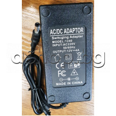 Захранващ адаптор 240VAC/50Hz/0.5A към 12VDC/4.0A,с жак d5.5/2.5mm,model:1240,с импулсно захранване без захр.кабел