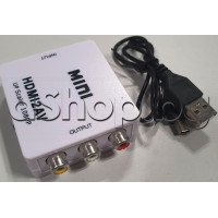 Преходник-Видеоконвертор от HDMI-женско към 3-RCA plug Audio L+R,1+Video кк-т с кабел micro USB за зхранване,Mini HDMI2AV,UO scaler 1080P