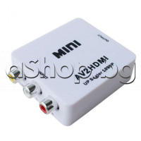Преходник-Видеоконвертор от AV 3-RCA plug Audio L+R,1+Video  към HDMI-женско  кк-т с кабел micro USB за зхранване,Mini AV2HDMI,UP scaler 1080P