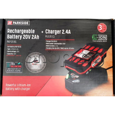 Зарядно у-во с LED индикатор PLG20C1 ,20V/2.4Ah,65W кк-т с PAP20B1  li-ion батерия 20V/2Ah, Parkside PLG 20 B1 + PAP 20B1