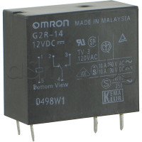 Реле електромагнитно 12VDC/275Om,240VAC/10A,29x13x26mm,1-к.гр.(1 Form C (SPDT-NO, NC),5-изв.,Omron G2R-14-12VDC
