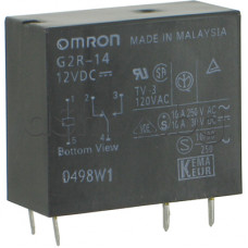 Реле електромагнитно 12VDC/275Om,240VAC/10A,29x13x26mm,1-к.гр.(1 Form C (SPDT-NO, NC),5-изв.,Omron G2R-14-12VDC