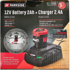 Зарядно у-во с LED индикатор 12V/2.4Ah,50W кк-т с PAPK 12 A3  li-ion батерия 12V/2Ah,Parkside PLGK 12 A3 + PAPK 12 A3