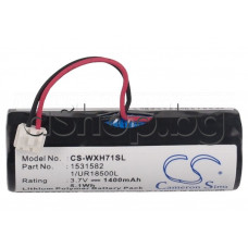 Батерия-лтернативна Li-Ion 3.7V,1400mAh.5,1Вх UR18500Y,ЦС-ВѝХ71СЛ,18.4x49.5x18.4мм с кабел и куплунг на машинка за подстригване,Wella 1531582
