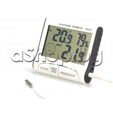 Термометър + хигрометър с LCD-дисплей за външна и вътрешна t°c  и сензор  -50 до +70°C,±1%/+1°C,1xLR44,DC103 ,6802/TA218B
