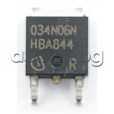 N-Channel, MOSFET,60V,100A,167W,<0.0034om(50A),18/40nS,TO-252/PG-TO252-3 ,code:034N06N ,Infineon IPD034N06N3GATMA1