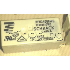 Реле електромагнитно DC06V/90om,250VAC/16A,29x16x13mm,SPST-NO,1-КГ.НО,6-изв.за печ.мон.,Schrack 3-1415520-1,RTH 105°C series RF900010WG