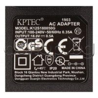 Адаптор-зарядно 100-240VAC/50/60Hz,0.35a ,to 18VDC/0.5A ,с букса d5.5/2.1mm за прахосмукачка ,Bosch BHN16L/04