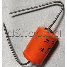 100uF/25V,Електролитен кондензатор аксиален, тип MST ,d10x16mm,-25,,+85°C ,Facon