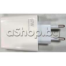 Зарядно с USB-A изход за мобилни телефони,таблети и други подобни,100-240VAC/50/60Hz-0.7A ,-->5.0VDC/3.0A,Power Adapter Model:67W