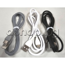 USB-кабел силиконов за данни-зареждане  А-мъжко към  USB-C micro 1.0м черен/бял/сив за GSM и други мобилни у-ва,USB 2.0 ti USB 3.1