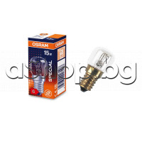 15W/240VAC, Лампа за фурна на готварска печка с цокъл-Е14 за 300°C,85lm,2700K, d22x48mm,Osram CL 15 W 230 V E14 SPECIAL LEDVANCE