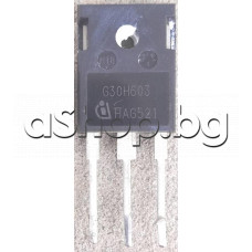 IGBT-N chan,600V,60A,30A(100°C),187W,Tf=18-207nS, TO-247  ,code: G30H603 , Infineon IGW30N60H3FKSA1
