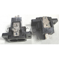 Мъжки букса захранваща AC,250VAC/2.5A, 2P мъжка, панелна (IEC60320 C8) за запояване и с превключвател,,на дребни уреди и касетофони