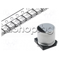 100uF/16V,Електролитен кондензатор за SMD монтаж, d6.3x5.3mm, -40...+85°C ,Samwha SC1C107M6L005VR
