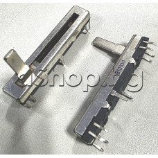 Потенциометър-20кOm стерео логаритмичен плъзгач, 45x8.5xH6.6mm,ход на плъзгача -32мм,за печатен монтаж 8-извода ,Kenon WH3012/B10Kx2