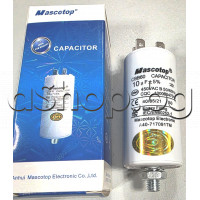 10.0uF/450VAC,Работен кондензатор ±5%,-40..+85°C, тип CBB60,закрепване с гайка,изводи клеми 4x6.35mm,d35x70/96mm,Mascotop