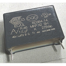 1.5uF/275V~/630V-,class x2 SH,±10%,+110°C,тип MKP x2 SH,метализран полипропропиленов кондензатор ,RM=27.5mm,сив Kemet
