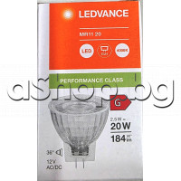 Лампа parathom LED 20W/2.5W-LED,12V AC/DC,4000K,MR11 20 36° ,184lm ,400cd , d35xH36mm,GU4 тип-луничка от аспиратор,AEG ,Electrolux,Zanussi,Faber