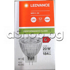 Лампа parathom LED 20W/2.5W-LED,12V AC/DC,4000K,MR11 20 36° ,184lm ,400cd , d35xH36mm,GU4 тип-луничка от аспиратор,AEG ,Electrolux,Zanussi,Faber