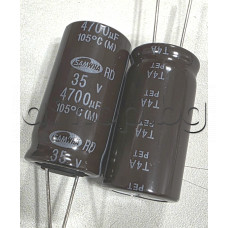 4700uF/35V,Кондензатор електролитен радиален,тип- T4A-PT/RD, d18x35mm,-55...+105°C ,Samwha RD1V478M1835MBB