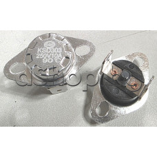 Термостат-биметален с вдигнат борд NC/НЗ за 90°C ,250VAC/10A с бутон за възстановяване и фланец за закрепване,KSD303 90°C