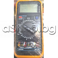 Цифров мултимер ,DC/AC-V/A,Res,Cap.,Hfe,Diod,BatTest,Buzzer, с термосонда и предпазител с жълт гумен калъф ,M890C+