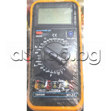 Цифров мултимер ,DC/AC-V/A,Res,Cap.,Hfe,Diod,BatTest,Buzzer, с термосонда и предпазител с жълт гумен калъф ,M890C+