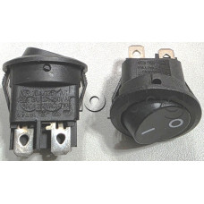 Кобиличен микроключ PS8A за панел,250VAC/8-12A,On/Off, d20.3x15 мм,4-извода 2x4.8mm,2-пол.Off-On,черен
