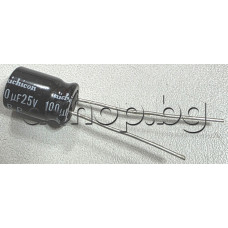 100uF/25V,±20% ,Електролитен-биполярен кондензатор радиален,тип EP-M,d8.1x12.2mm,-55..-105°C,Nichicon  UEP1E101MPD1TD
