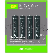 R3/AAA,1.2V/800mAh,NI-MH акуммулаторна батерия с контактни пъпки,GP ReCyko Pro R3/AAA,1.2V/800mAh,NI-MH акуммулаторна батерия с контактни пъпки,GP ReCyko Pro